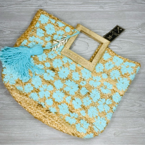 Twig and Arrow Woven Jute Oversized Handbag beach bag purse tote New With Tags - Picture 2 of 10